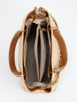 – Handtasche aus Kunstleder und Raffia*Konstantin Starke