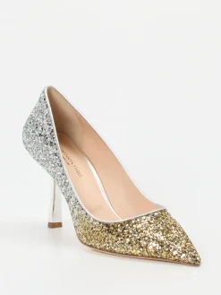 Damen Konstantin Starke – High Heels aus Metallic-Glitzertextil Gold
