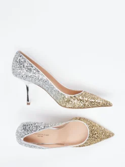 Damen Konstantin Starke – High Heels aus Metallic-Glitzertextil Gold