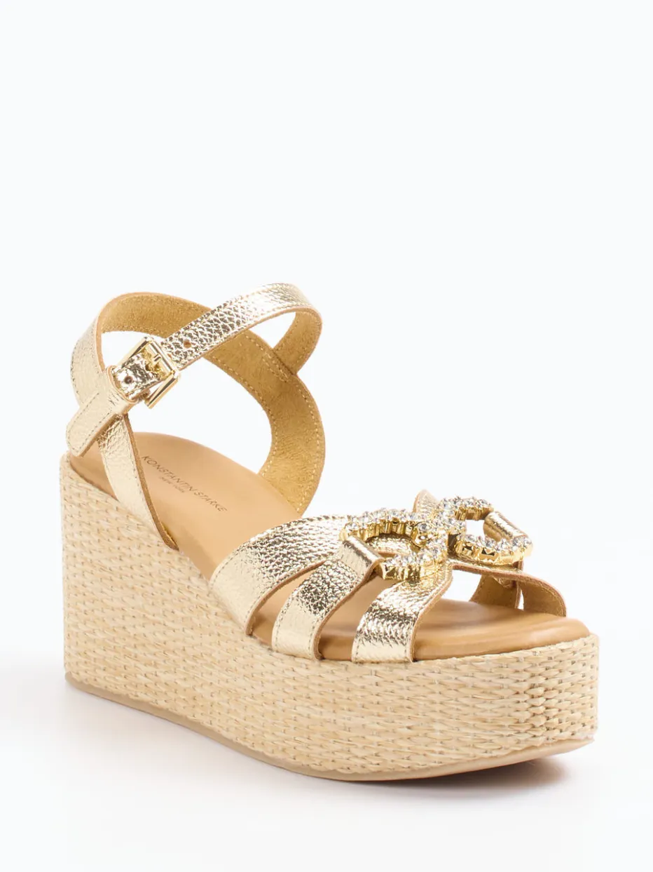 Damen Konstantin Starke – Keilsandale aus Metallicleder