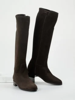 – Kniehohe Stiefel aus Veloursleder Dunkel*Konstantin Starke Clearance