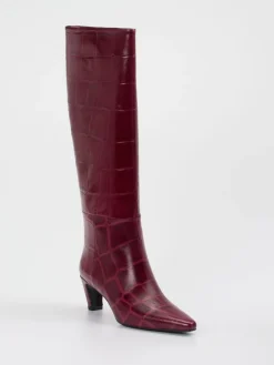 Damen Konstantin Starke – Kniehohe Stiefel aus geprägtem Leder Bordeaux