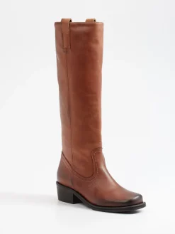 Damen Konstantin Starke – Kniehohe Stiefel aus Kalbleder Cognac