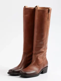 Damen Konstantin Starke – Kniehohe Stiefel aus Kalbleder Cognac