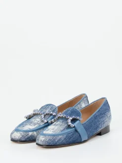 Damen Konstantin Starke – Loafer aus Denim mit Kristallbesatz