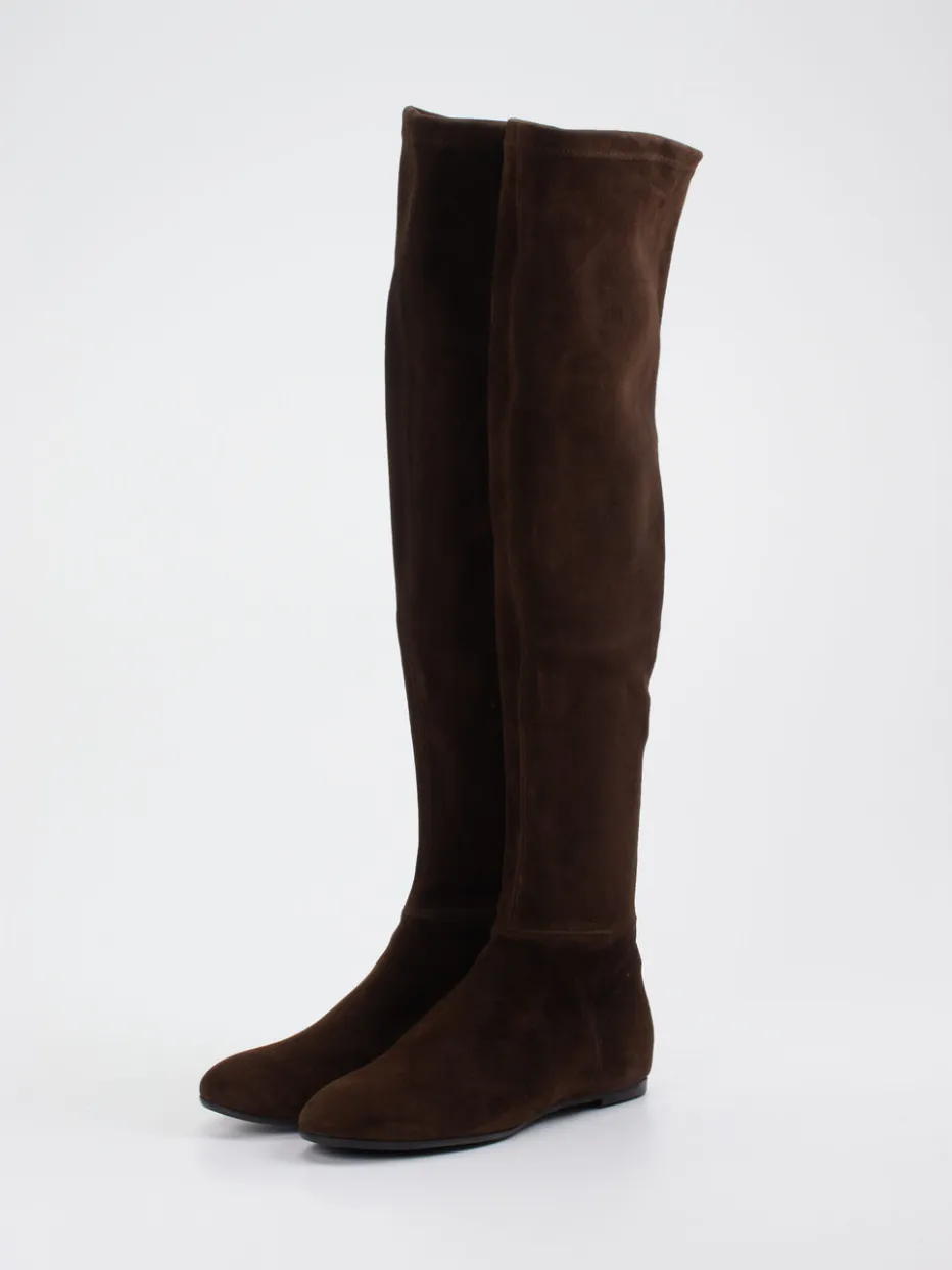 Damen Konstantin Starke – Overknee-Stiefel aus Veloursleder Dunkel