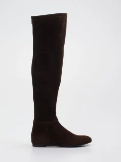 Damen Konstantin Starke – Overknee-Stiefel aus Veloursleder Dunkel