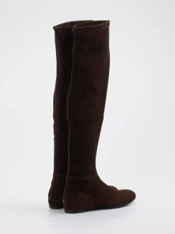 Damen Konstantin Starke – Overknee-Stiefel aus Veloursleder Dunkel