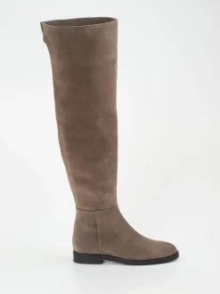 Damen Konstantin Starke – Overknee-Stiefel aus Veloursleder taupe