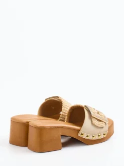 – Plateau-Pantolette aus Veloursleder und Bast*Konstantin Starke