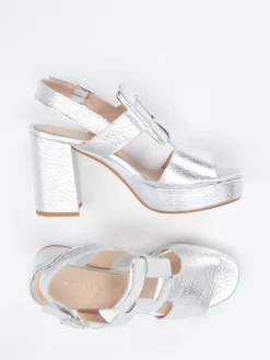 Damen Konstantin Starke – Plateau-Sandalen aus Metallicleder