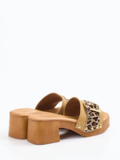 Damen Konstantin Starke – Plateau-Mules aus Veloursleder Leoprint