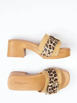 Damen Konstantin Starke – Plateau-Mules aus Veloursleder Leoprint