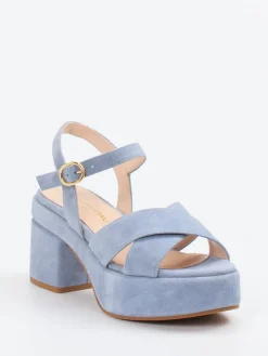 Damen Konstantin Starke – Plateau-Sandalen aus Veloursleder hell