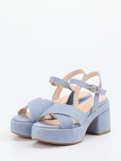 Damen Konstantin Starke – Plateau-Sandalen aus Veloursleder hell