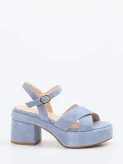 Damen Konstantin Starke – Plateau-Sandalen aus Veloursleder hell