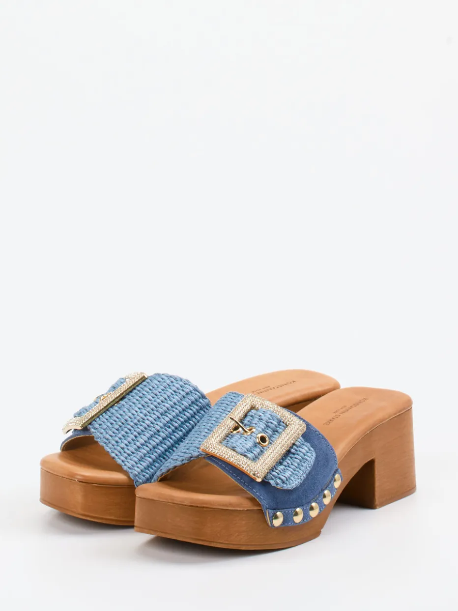 Damen Konstantin Starke – Plateau-Pantolette aus Bast und Veloursleder