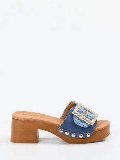 Damen Konstantin Starke – Plateau-Pantolette aus Bast und Veloursleder