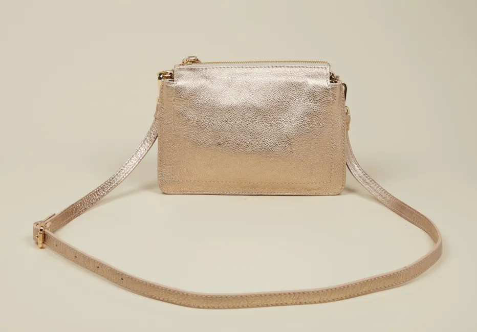 Damen Konstantin Starke – Schultertasche aus Metallicleder Roségold