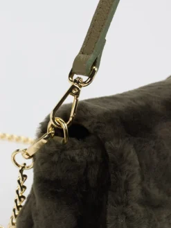 Damen Konstantin Starke – Schultertasche aus Kunstfell Dunkeloliv