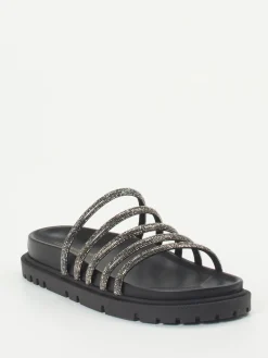 Damen Konstantin Starke – Slides aus Metallic mit Strass