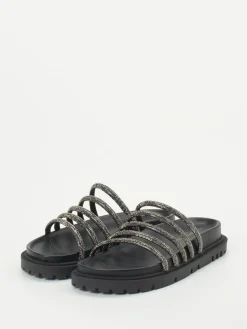 Damen Konstantin Starke – Slides aus Metallic mit Strass