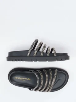 Damen Konstantin Starke – Slides aus Metallic mit Strass