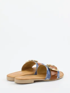 Damen Konstantin Starke – Slides aus Glattleder und Denim