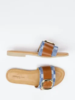 Damen Konstantin Starke – Slides aus Glattleder und Denim