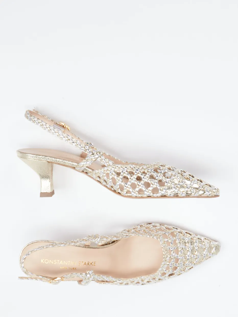 – Slingback-Pumps aus Flechtleder Gold*Konstantin Starke Clearance