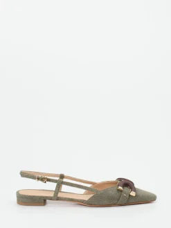 Damen Konstantin Starke – Slingback-Ballerinas aus Textil oliv