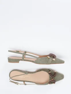 Damen Konstantin Starke – Slingback-Ballerinas aus Textil oliv