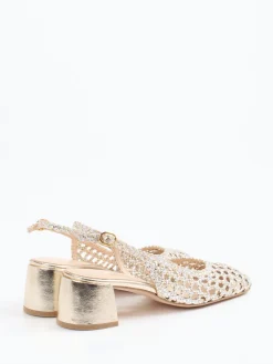 – Slingback-Pumps aus Flechtleder Gold*Konstantin Starke