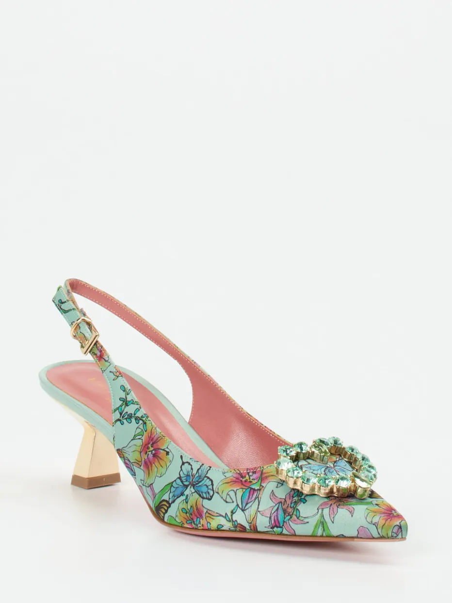 – Slingpumps aus Satin-Textil mintgrün*Konstantin Starke