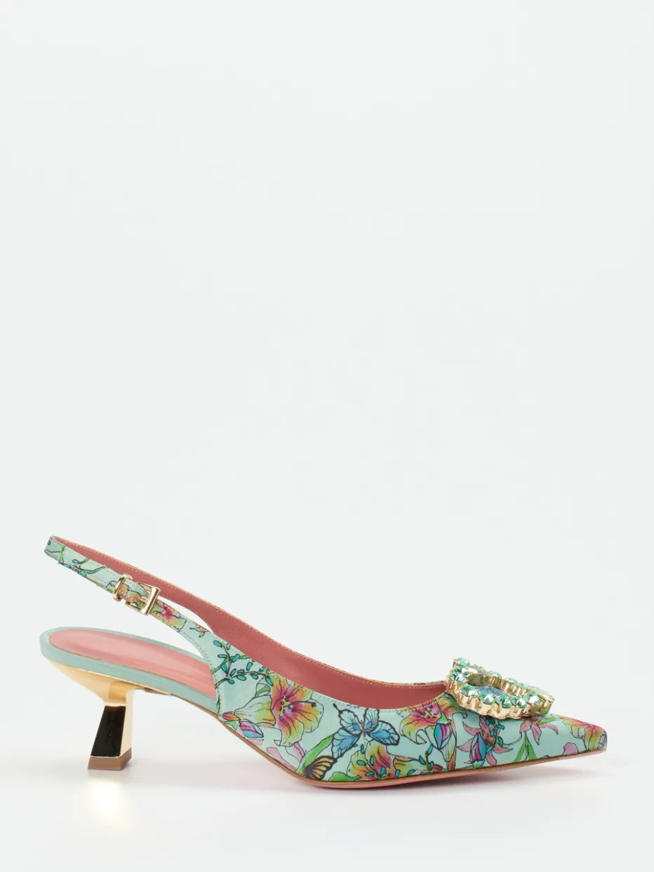 – Slingpumps aus Satin-Textil mintgrün*Konstantin Starke