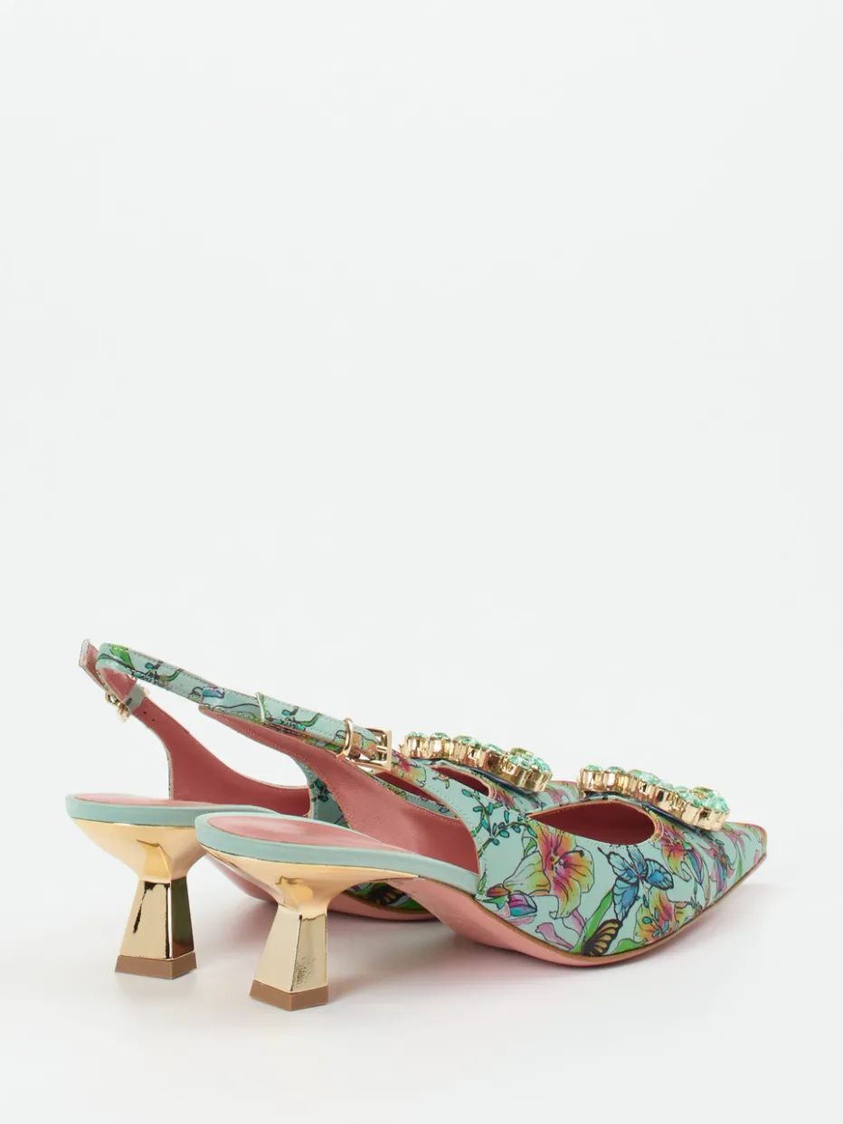 – Slingpumps aus Satin-Textil mintgrün*Konstantin Starke