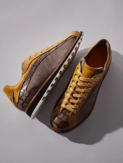 Herren Konstantin Starke – Sneaker aus geprägtem Leder senfgelb