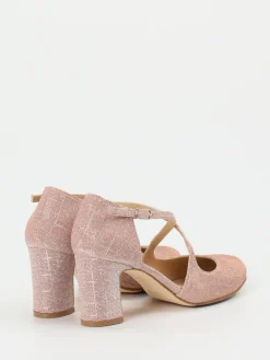 Damen Konstantin Starke – Spangenpumps aus Glitzermaterial Roségold