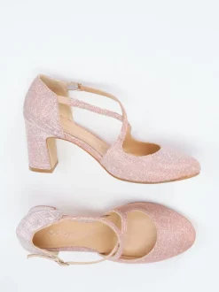 Damen Konstantin Starke – Spangenpumps aus Glitzermaterial Roségold