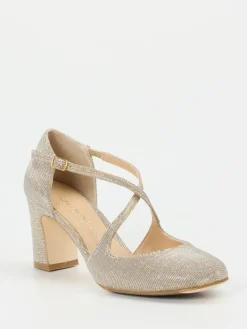 – Spangenpumps aus Glitzer-Textil Champagner*Konstantin Starke Hot