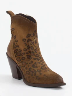 Damen Konstantin Starke – Stiefeletten aus Veloursleder Leoprint
