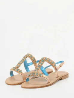Damen Konstantin Starke – Zehentrenner-Sandalen aus Metallicleder roségold