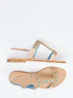 Damen Konstantin Starke – Zehentrenner-Sandalen aus Metallicleder roségold