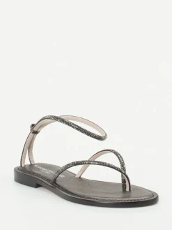 Damen Konstantin Starke – Zehentrenner-Sandalen aus Metallicleder