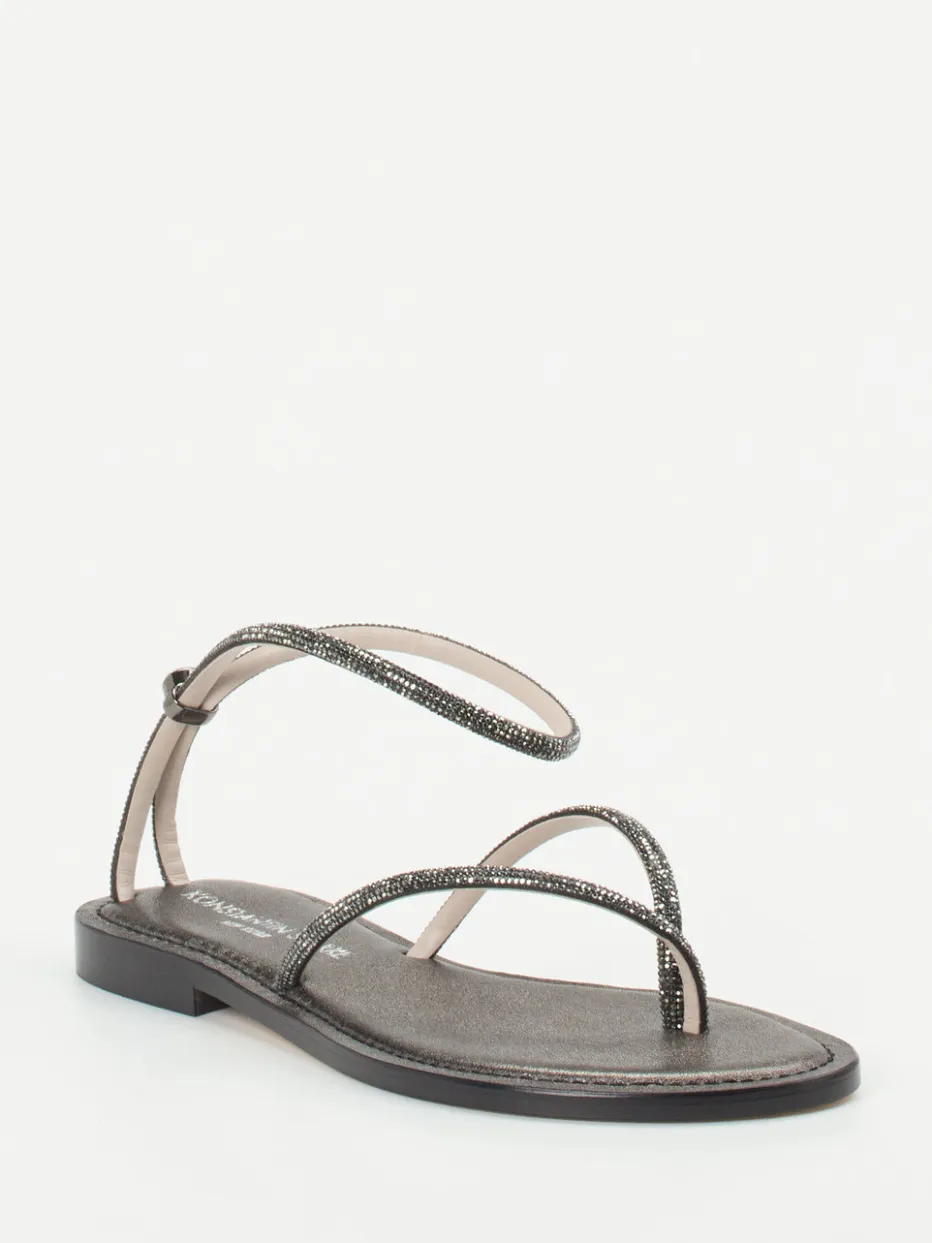 Damen Konstantin Starke – Zehentrenner-Sandalen aus Metallicleder