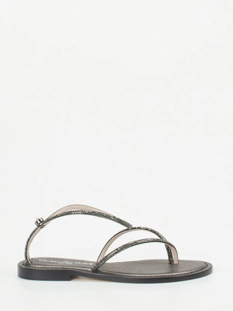 Damen Konstantin Starke – Zehentrenner-Sandalen aus Metallicleder