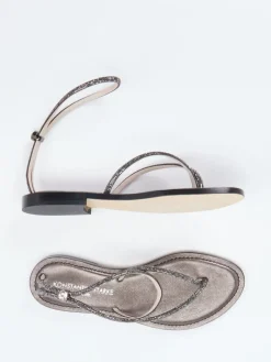 Damen Konstantin Starke – Zehentrenner-Sandalen aus Metallicleder