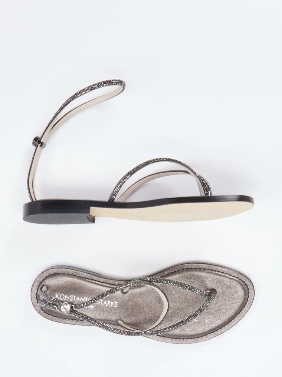 Damen Konstantin Starke – Zehentrenner-Sandalen aus Metallicleder