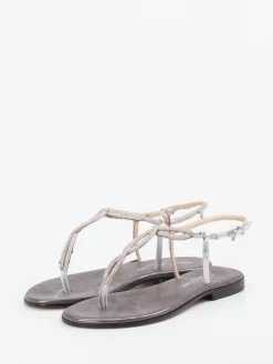 – Zehentrenner-Sandale aus Metallicleder*Konstantin Starke Hot