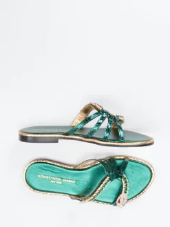 Damen Konstantin Starke – Zehentrenner aus Metallicleder Smaragd